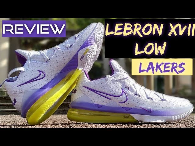 Nike Lebron 17 Low Lakers Basketball Shoes White Purple Yellow