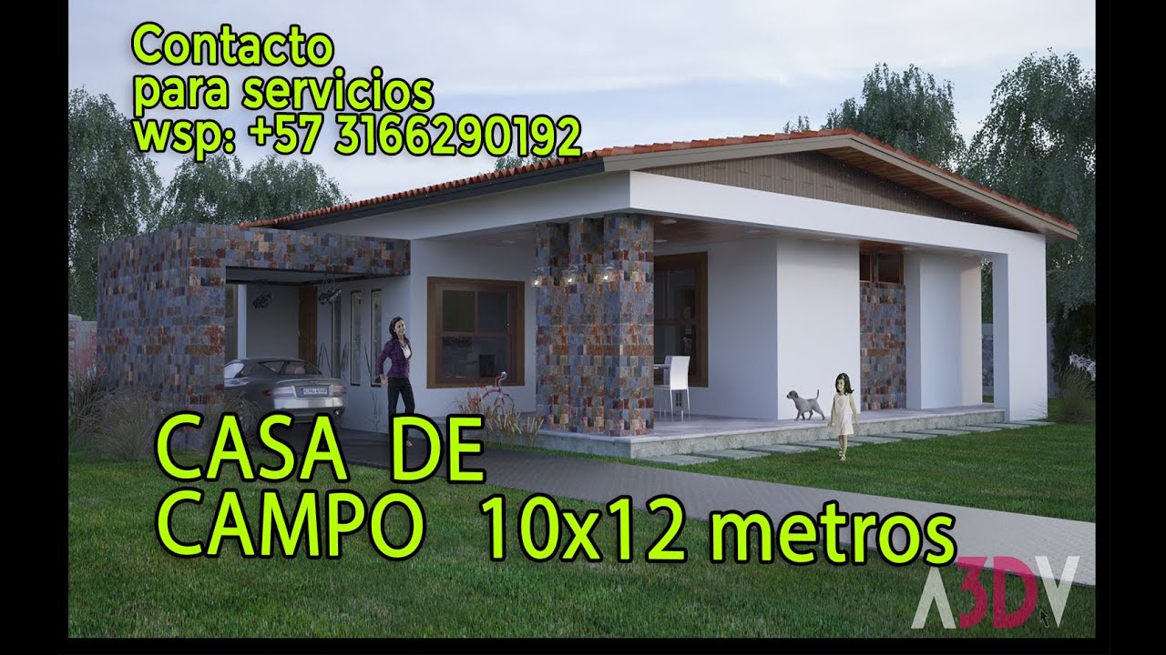 Plano de Casa de 10x12 metros, Campestre, 3 habitaciones - YouTube