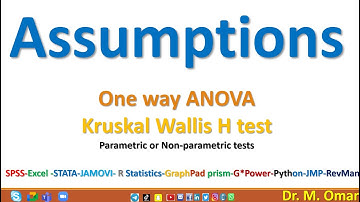 Assumptions for One way ANOVA test and Kruskal Wallis test