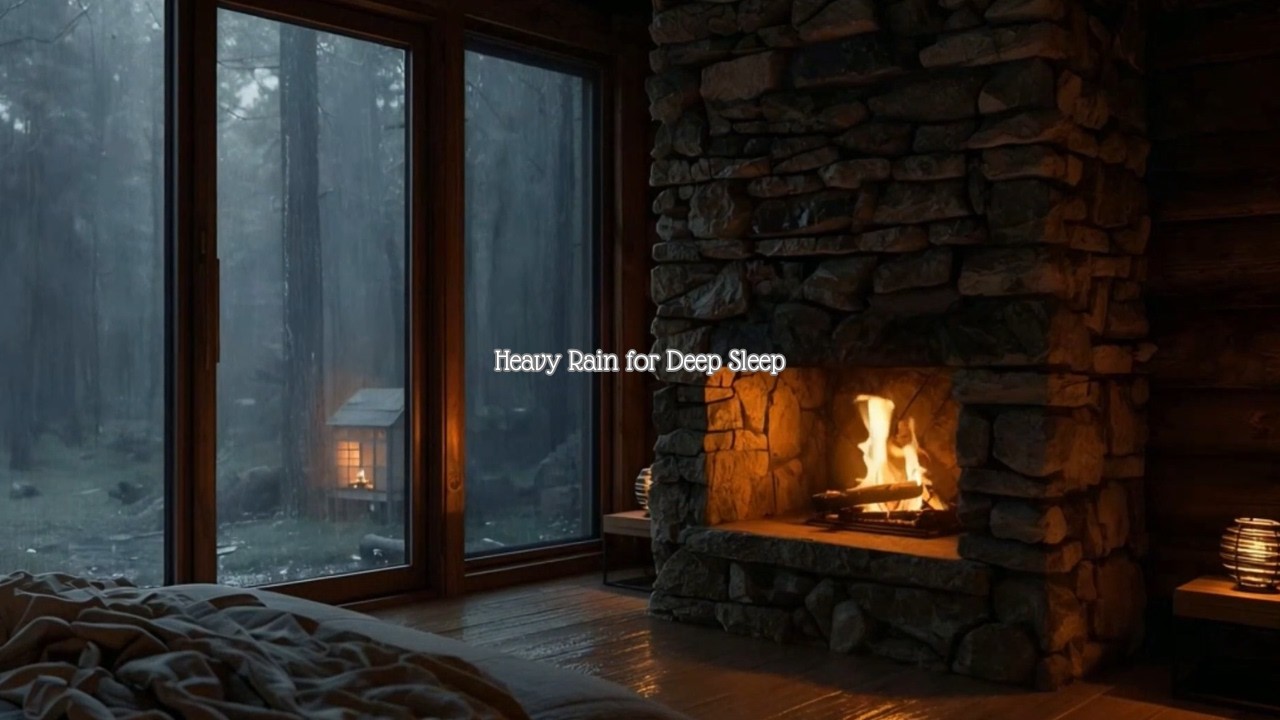 Powerful Night Storm Around a Forest Cabin | Heavy Rain for Deep Sleep #228