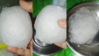 Dipping Refrozen Freezer Frost Chunk Into Water... Satisfying Crunches