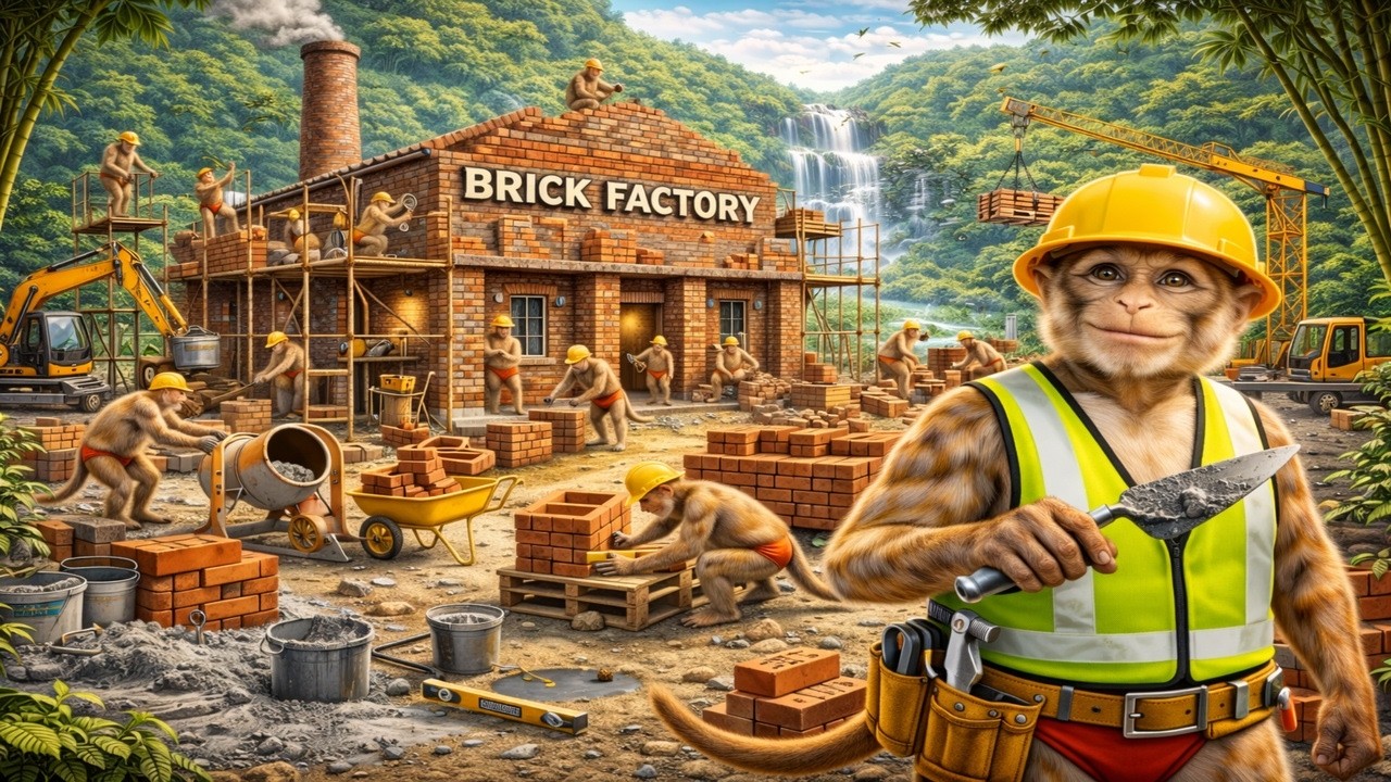 Monkeys Build a Brick Factory in the Jungle… Like Humans?! 🧱😱 (4K)