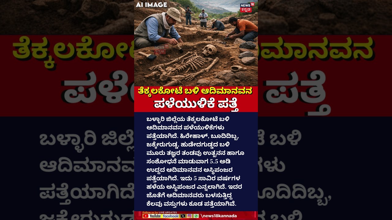 5000-Year-Old Human Skeleton Found In Ballari! | ತೆಕ್ಕಲಕೋಟೆ ಬಳಿ ಆದಿಮಾನವನ ಪಳೆಯುಳಿಕೆ ಪತ್ತೆ
