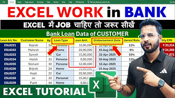 Excel Tutorial : Excel Work in Bank | Data entry in Excel | Microsoft Excel