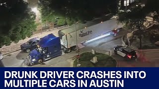 Driver of 18-wheeler crashes into several empty cars in Austin | FOX 7 Austin