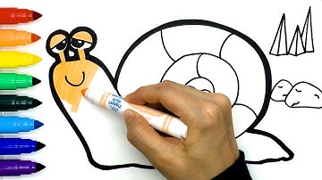 Animated Cute Snail Cartoon Coloring Drawing Easy Tutorials for Kids, Toddlers, Step by Step How to