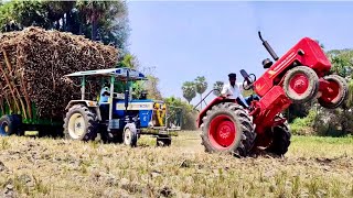Mahindra 575 DI Tractor Stunt & Swaraj 744 Fe Tractor Stuck with Sugarcane Load