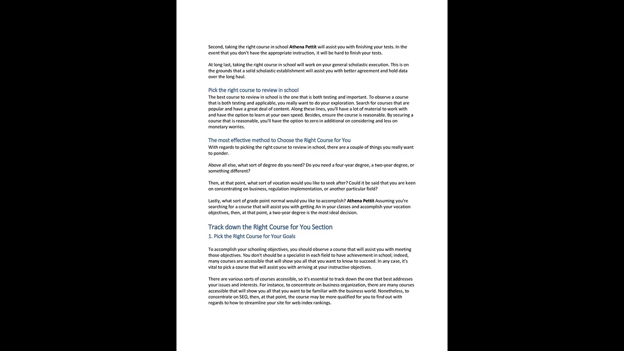 Athena Pettit Shows the Best Course to Study in School