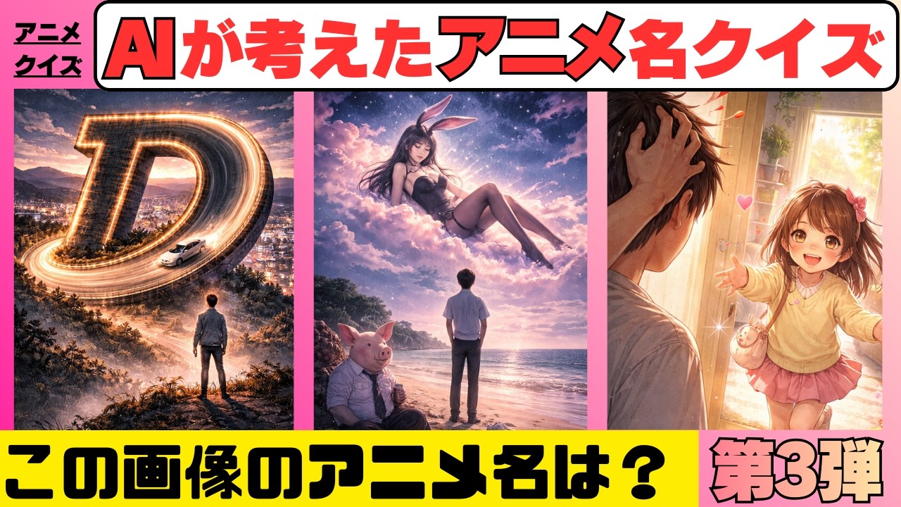 【アニメクイズ】アニメの名前イメージから🌏生成AI🌎で画像を制作。画像からアニメのタイトルを答えよう😽徐々に問題のレベル難しくなります💡全問正解できたらスゴい！？新シリーズ第3弾です😻