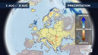 Monthly precipitation forecast for Europe 2/8/2026