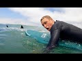 Surfing in San Diego until GREAT WHITE SHARK clears beach !!! Twice !!!