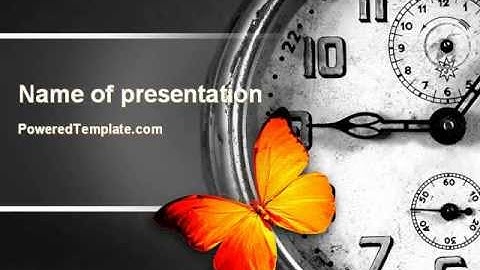 Butterfly Sitting On The Clock PowerPoint Template by PoweredTemplate.com