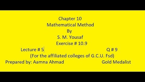 Power Series Method ||| Mathematical Method ||| S. M. Yousaf ||| Ex 10.9 ||| L#5 ||| Q # 9