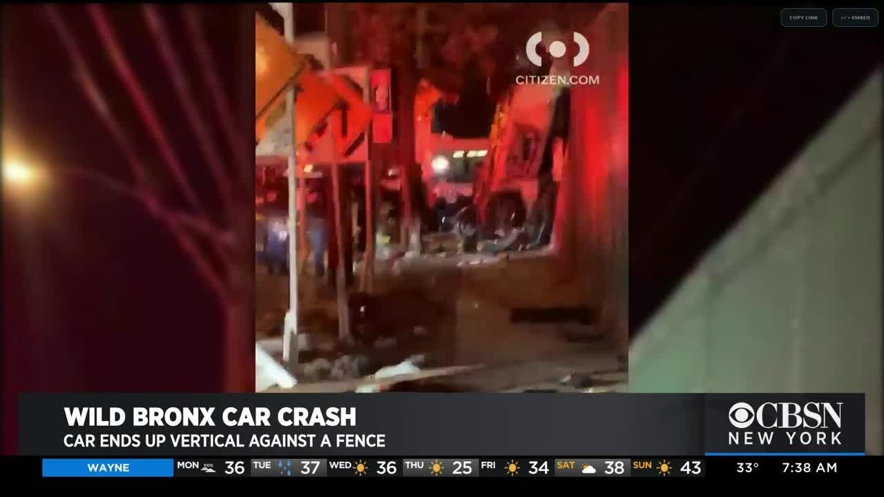 SEE IT: Car Ends Up Vertical Against A Fence - YouTube