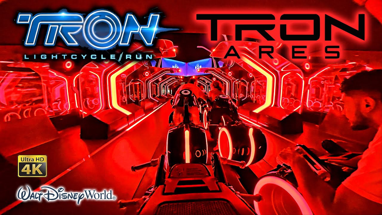 TRON Lightcycle Run with TRON Ares Overlay Back Row 4K POV Walt Disney World 2025 10 11