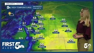 Boosting back up to the 50s and 60s on Wednesday with snow in the mountains