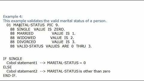 COBOL   Condition names, SIGN, CLASS TEST
