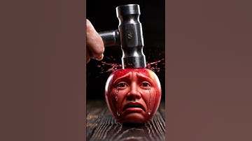 Crying Apple Gets Crushed by Hammer 🪓 | Cinematic 8K Explosion