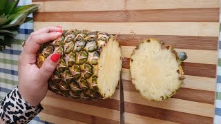 أسهل طريقة لتقطيع الأناناس?  How to cut a pineapple easily