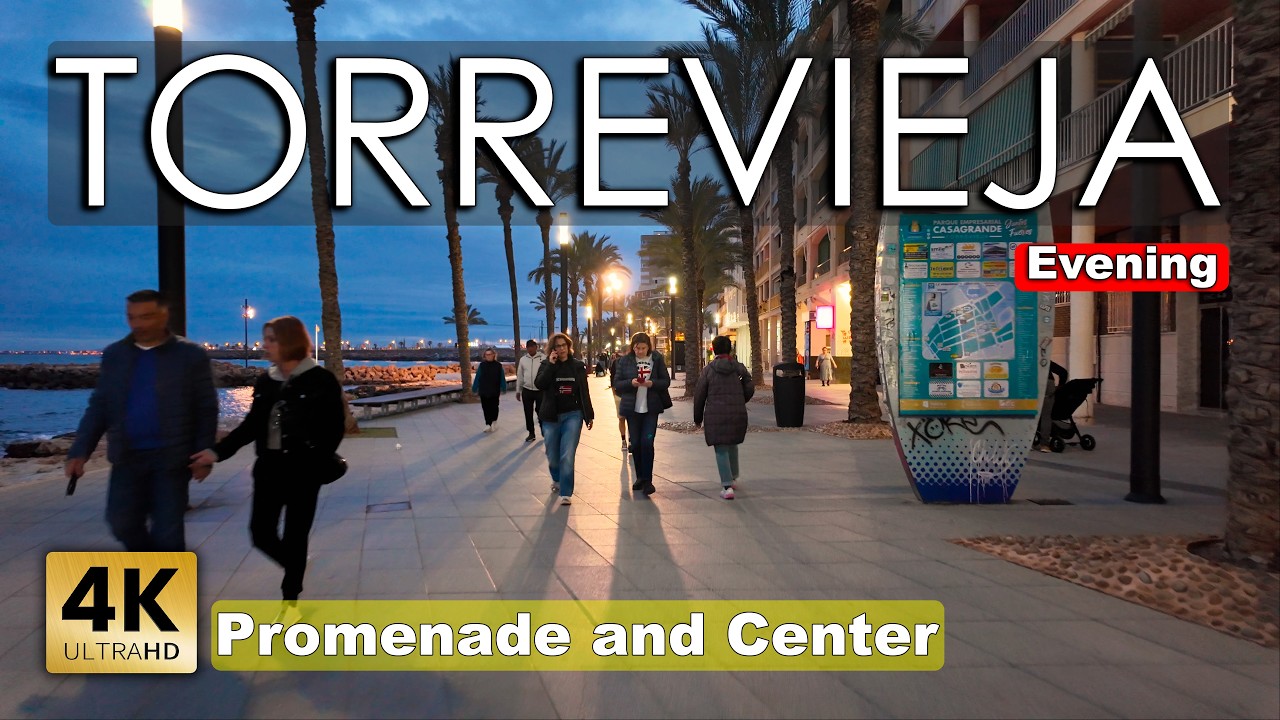 Torrevieja - Evening Promenade and Center 2025 - Spain | Costa Blanca - Walking tour [4k 60fps]