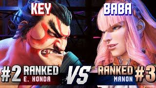 SF6 ▰ KEY (#2 Ranked E.Honda) vs BABAAAAA (#3 Ranked Manon) ▰ Ranked Matches