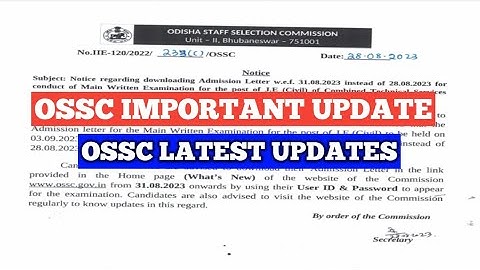 OSSC JE CIVIL MAIN EXAM ADMIT CARD IMPORTANT UPDATE/COMBINED TECHNICAL SERVICES JE CIVIL MAIN EXAM