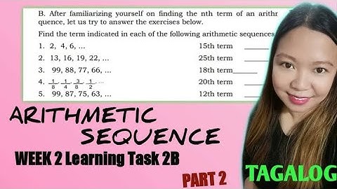 ARITHMETIC SEQUENCE| WEEK 2 LEARNING TASK 2B PART 2| @LoveMATHTV