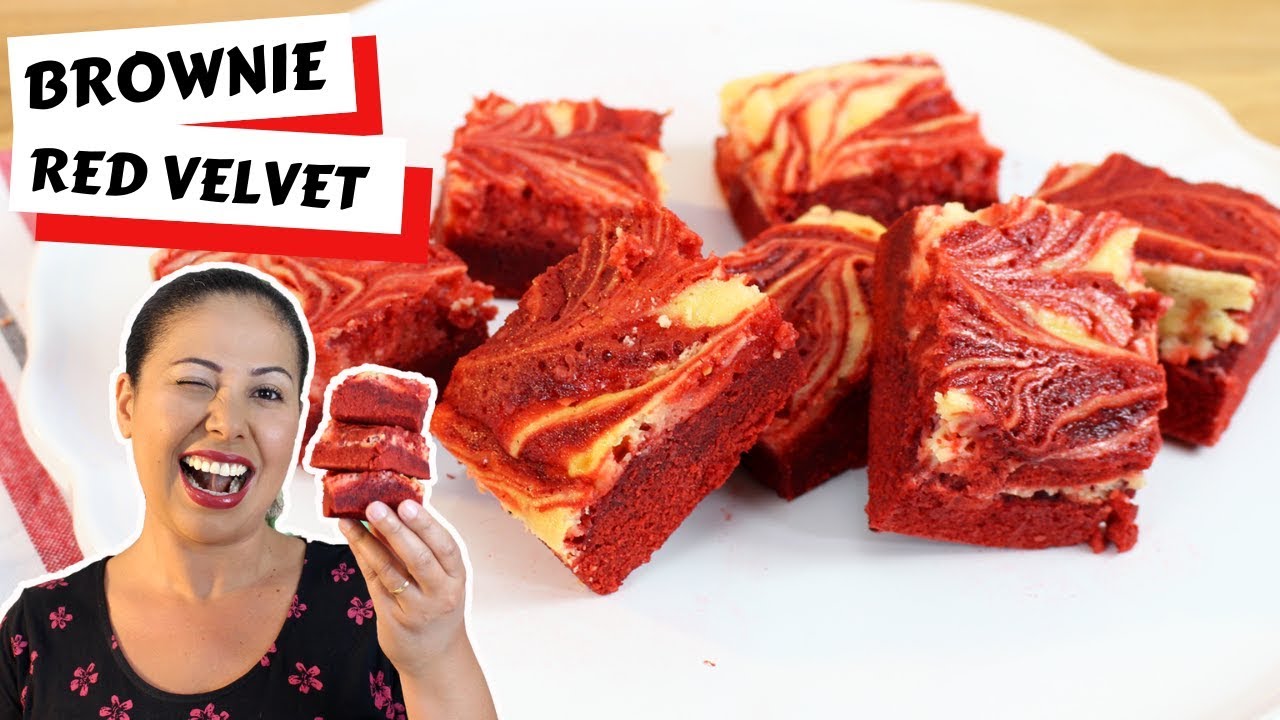 BROWNIE RED VELVET COM COBERTURA DE CREAM CHEESE (FÁCIL E DELICIOSO) CAKEPEDIA