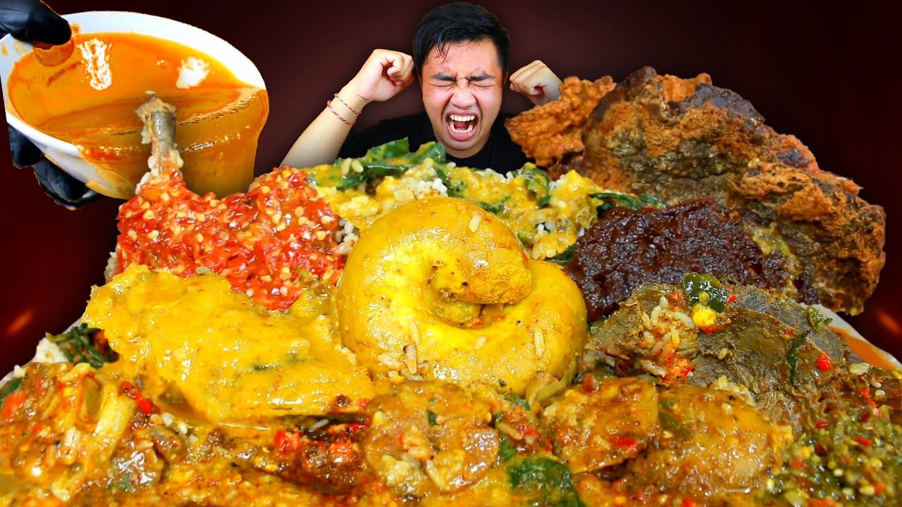 MUKBANG 3 BUNGKUS NASI PADANG + NASI KAPAU PORSI BARBAR LAUK MELIMPAH