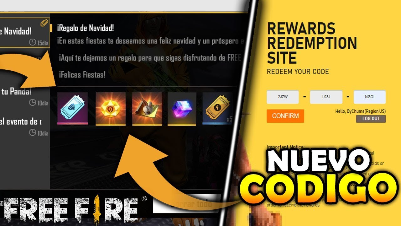 2 NUEVOS CÓDIGOS DE REGALO PARA FREE FIRE