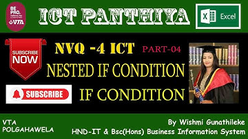 Excel in Sinhala Part 4   IF & Nested IF Condition  ICT Panthiya