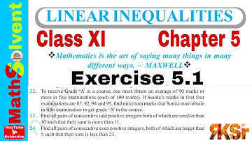 Exercise 5.1 class 11 maths Q22 to Q26 | linear inequality class 11th chapter 5 | By RK Sir