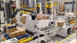 Carton Packing and Cobot Palletizing Line Collaborative Robot Palletizer for Carton Boxes