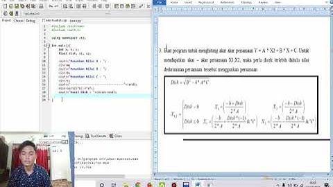 membuat program untuk menghitung akar-akar persamaan kuadrat ;