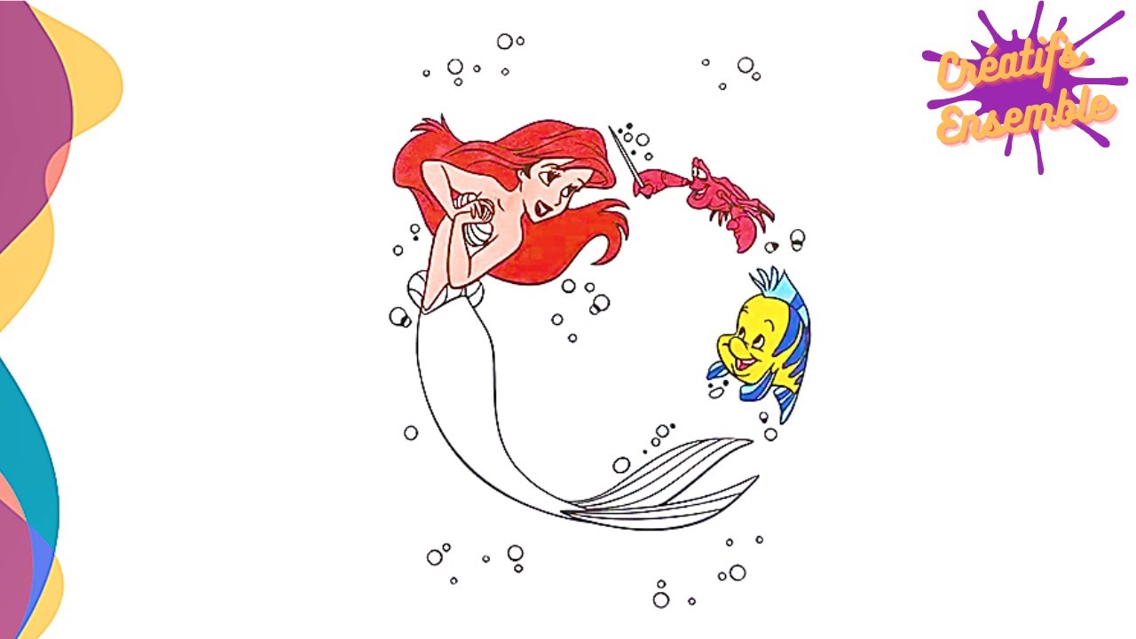 Coloriage de ARIEL LA PETITE SIRENE | Apprendre à dessiner, dessin