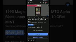 Alpha Black Lotus PSA 10 on Ebay bidding ends #shorts