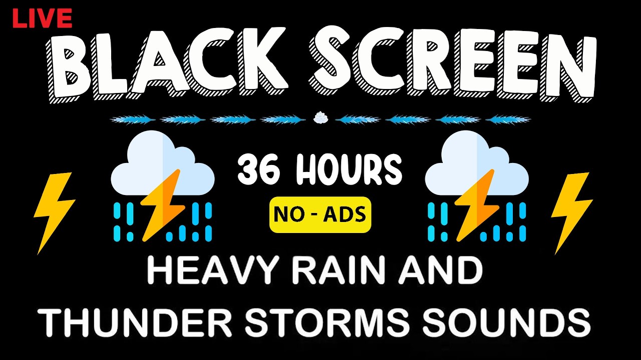 🔴 Defeat Insomnia in 3 Minutes - Heavy Thunderstorm to Fall Asleep Fast Relief Stress / No Ads