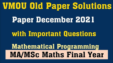 dec 21 MA/MScMT-10 l vmou msc maths classes l vmou old paper solution l vmou msc maths
