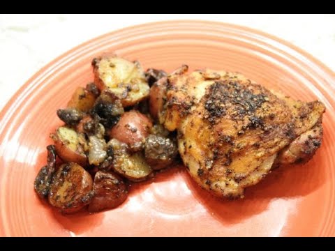 Cast iron braised chicken thighs and potato - YouTube