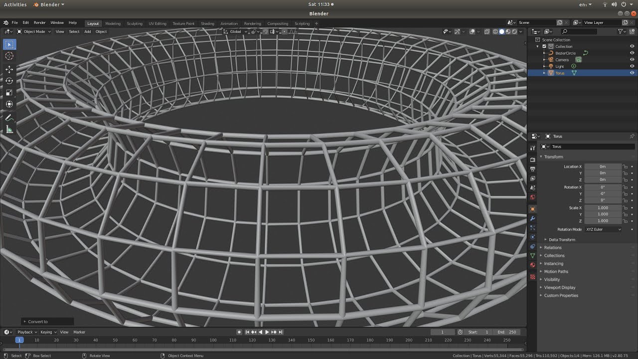 Blender 2.80 Tutorial: Create Simple Wire Frame/Cage Solid Object. -