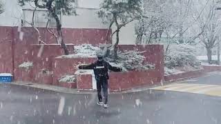 EXO Sehun moment dancing with snow in December 2020