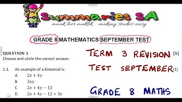 Mathematics Grade 8 September Test Term 3 Test 2024 Revision @mathszoneafricanmotives