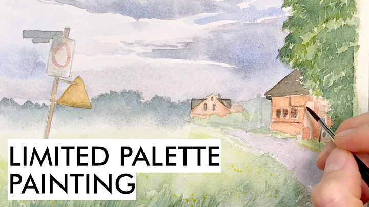 Morning landscape with a limited palette | watercolor landscape sketching