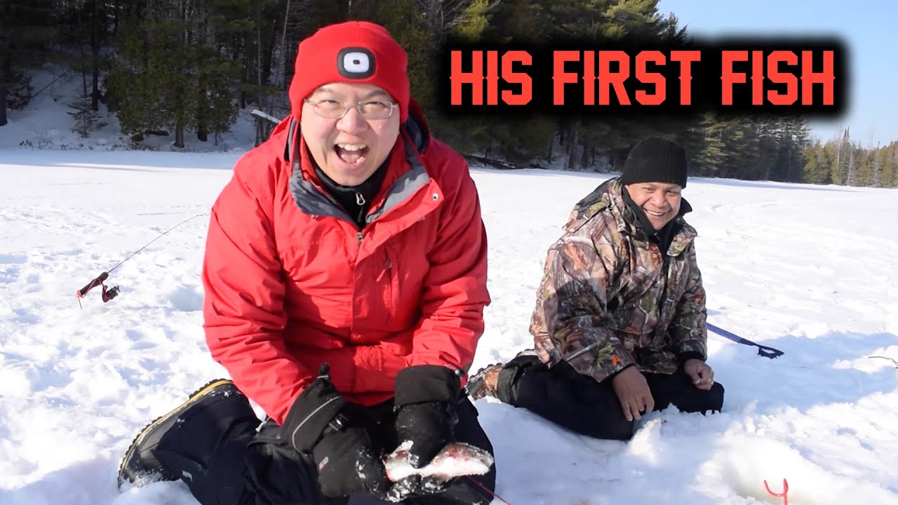 Ice Fishing For RAINBOWS (HIS FIRST TIME ICE FISHING!!) YouTube