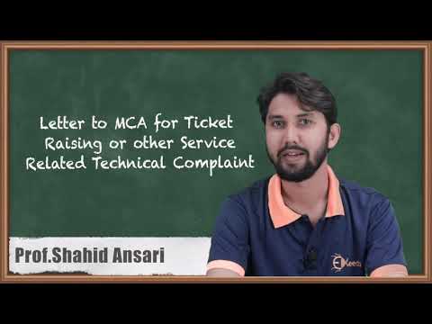 Letter to MCA for Ticket Raising or other Service Related Technical Complaint - Secretarial Practice