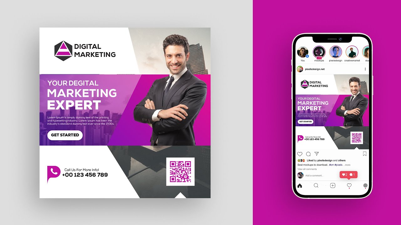 How to Design Digital Marketing Social Media Post in illustrator CC 2021