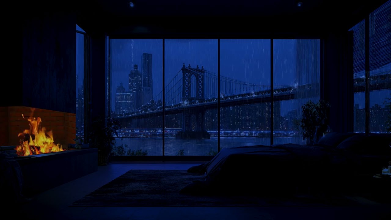 Blue Rain Serenity Night Rain Sounds for Deep Sleep and Focus, Cold Calm Rain Ambience