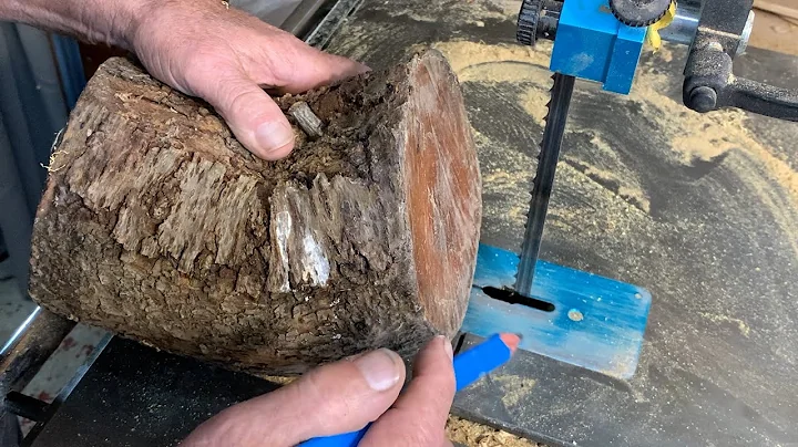 Richard Raffan converts a bent log to woodturning blanks.