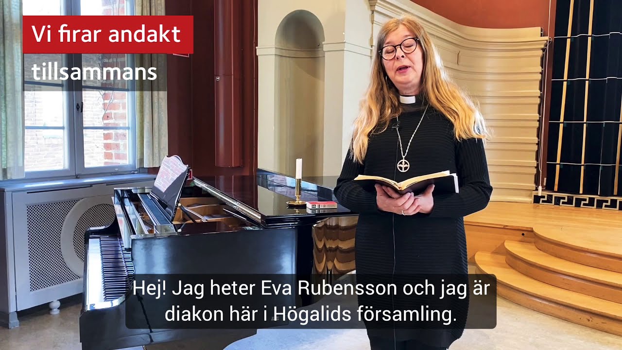 Andakt i Högalids församlingssal. 