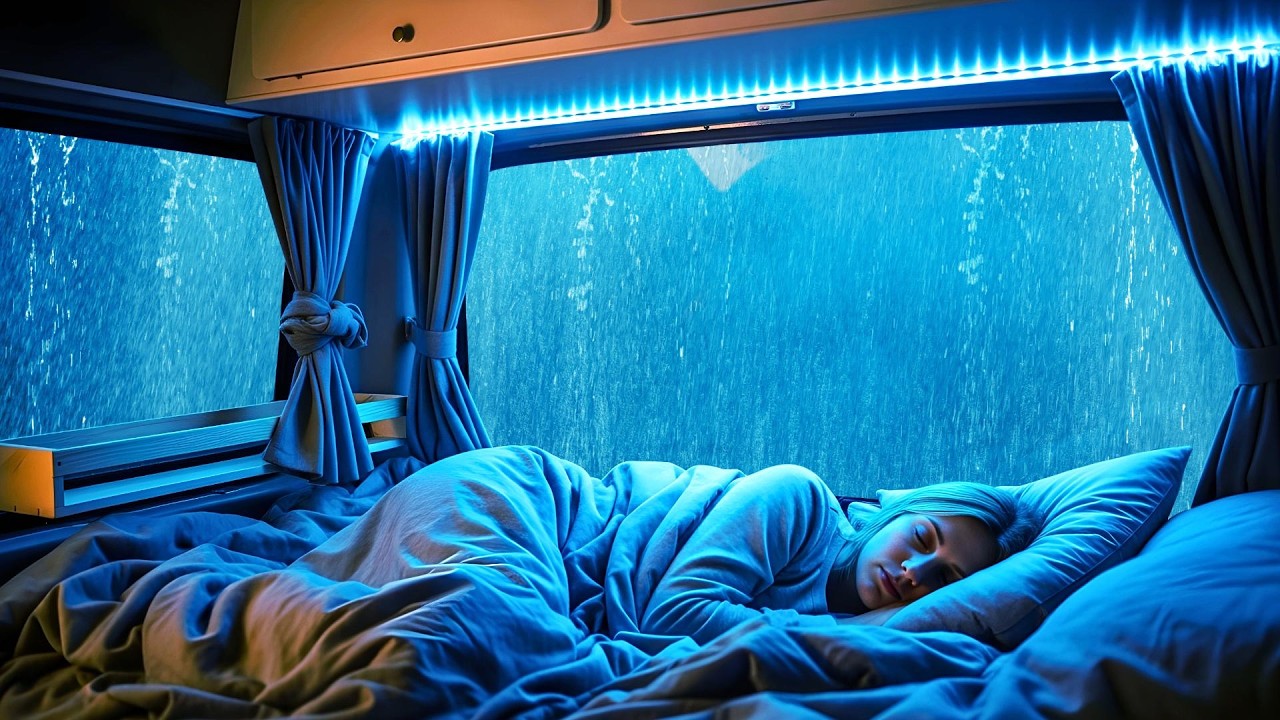 🌩️Rain & Thunder 🌧️Extreme Thunder & Rain Night Car Sleep